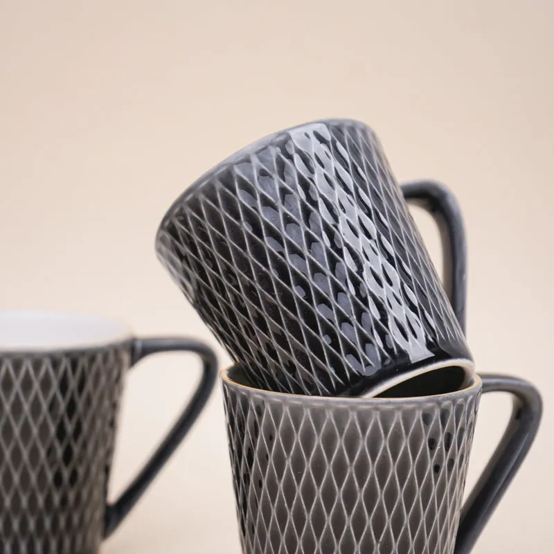 Bruna Porcelain Tea Cup (180 mL Each)/Black)- Set of Six media 3