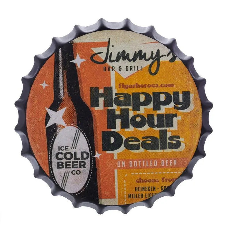 Happy Hour Deals Bottle Cap Metal Wall Accent media 3
