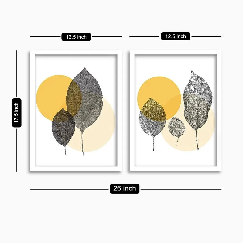 DryLeaf Paper Wall Painting With MDF Frame - Set Of Two media 8