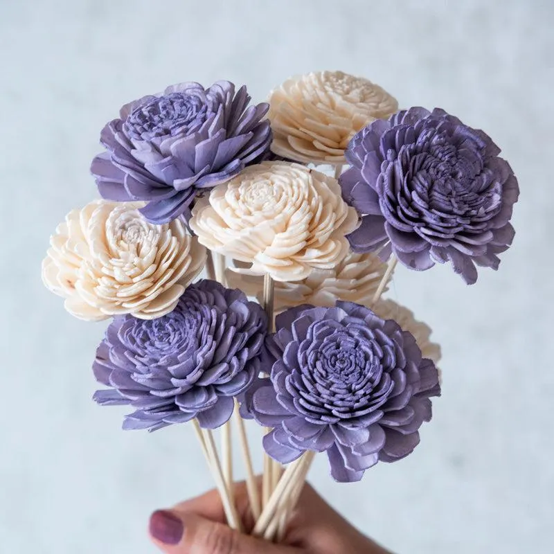 Estar Solawood Flower Sticks (Ivory & Purple) - Set Of Ten media 5