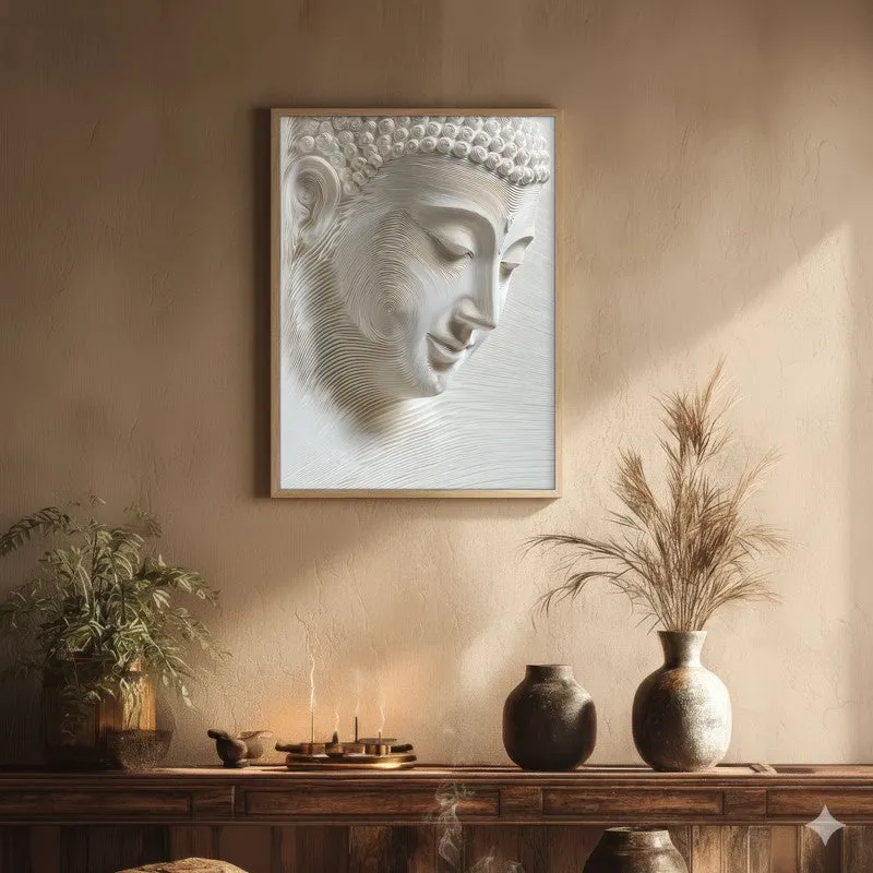 Meditative Flow Wall Painting With Brown Frame media 1