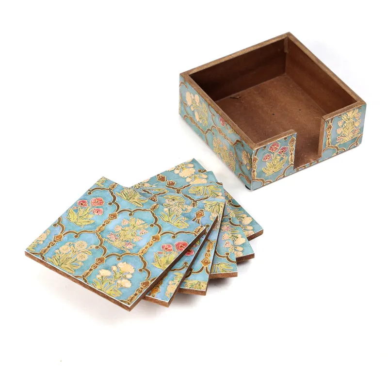 Fleur Jharokha Enamel Coaster With Stand - Seven Piece Set media 7