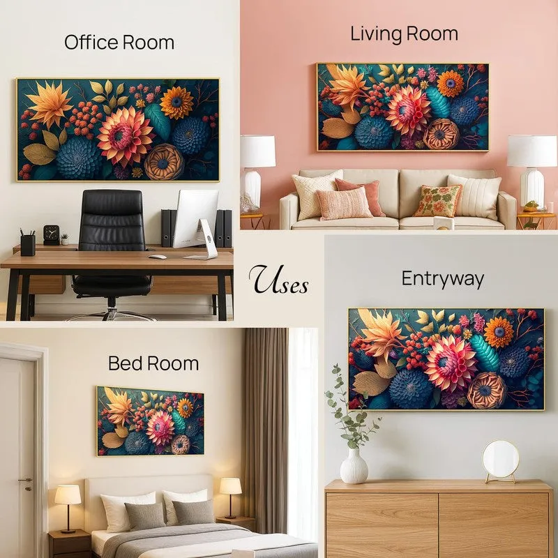 Reveria Floral Canvas Wall Painting With Frame media 5