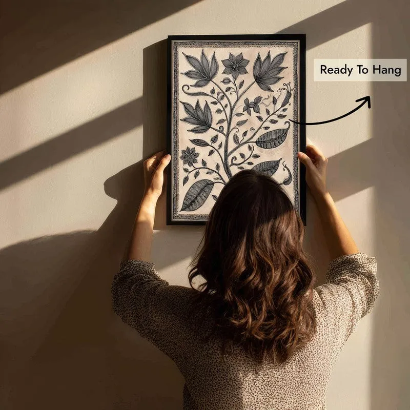 Floral Sketch Canvas Wall Painting With Black Frame media 10
