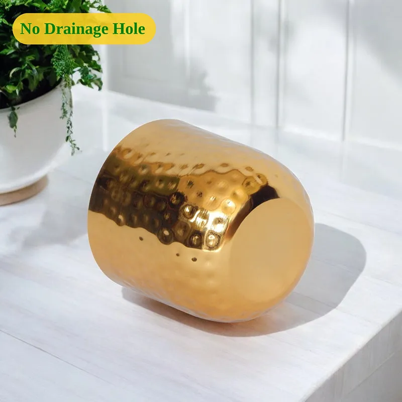 Anvil Bloom Hammered Metal Planter media 5