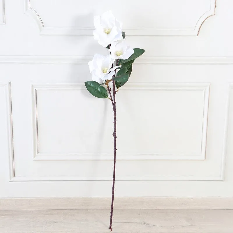 Floreva Magnolia Silicone Artificial Flower - White media 3