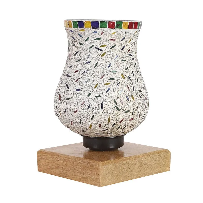 Clairo Mosaic Glass Table Lamp With Wooden Base - Multicolor media 5