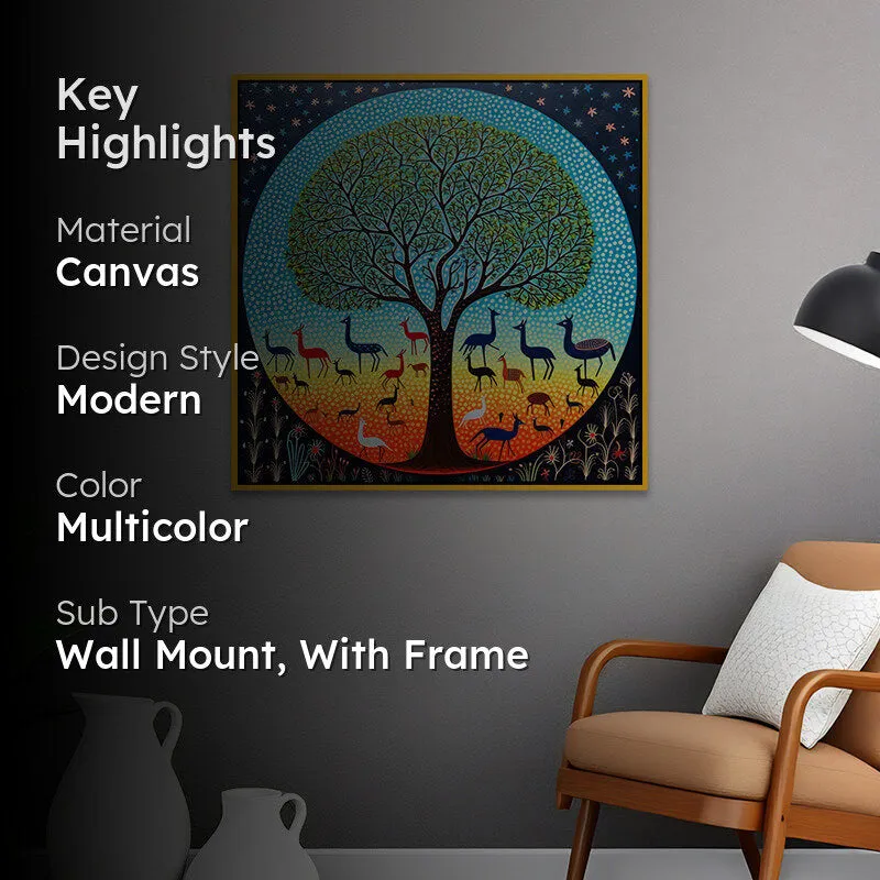Tree & Fauna Canvas Wall Art With Frame media 2