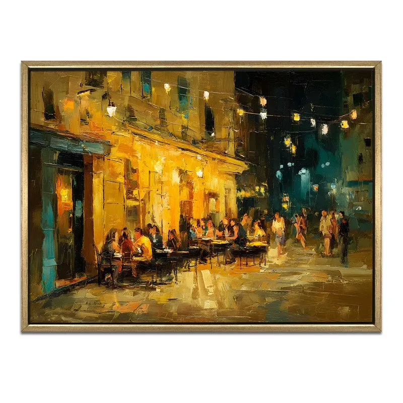 Evening Cafe Canvas Wall Painting With Frame media 3