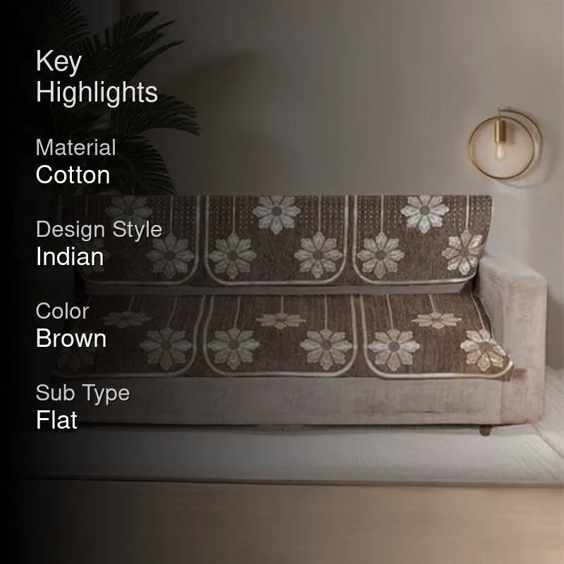 Mitha Floral Cotton Sofa Cover (Brown) media 2
