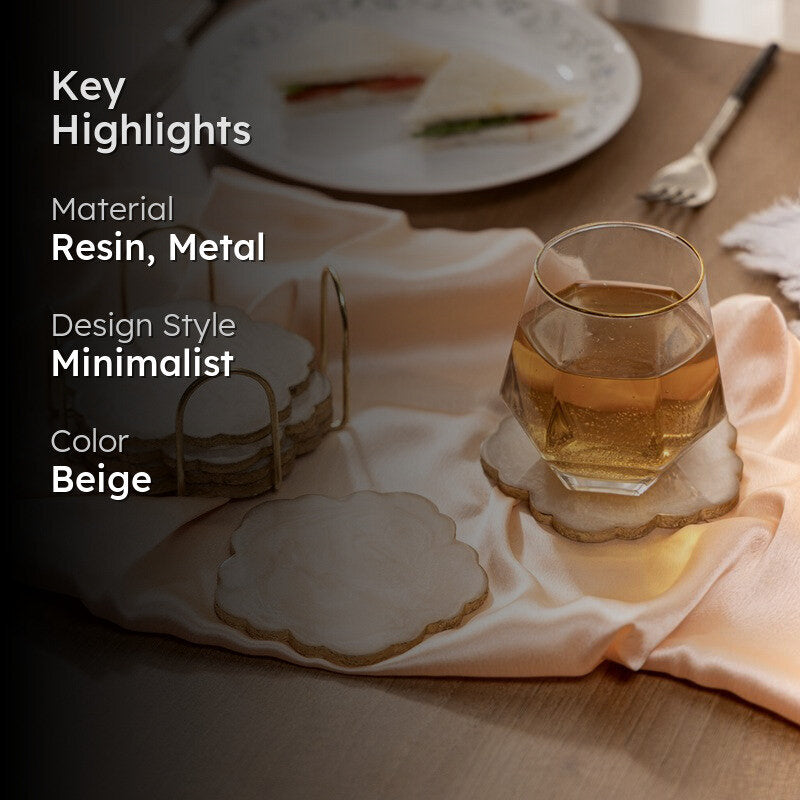 MarbleGlow Coaster Collection (Beige) - Seven Piece Set media 2