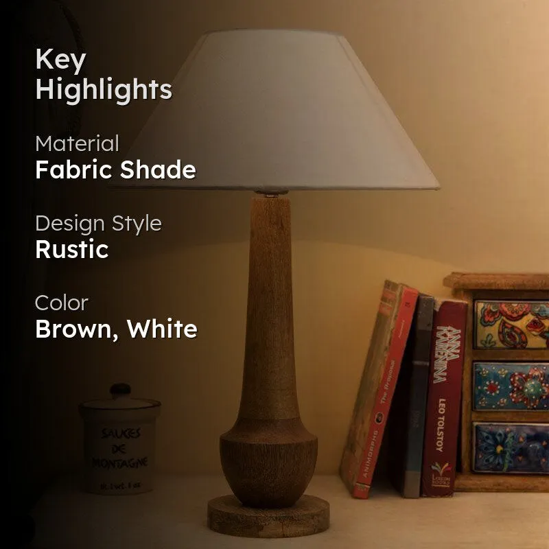 Classic Cubist Fabric Table Lamp With Conical Shade - Brown,White media 2