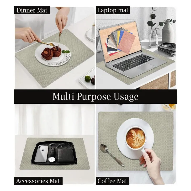 Claymor Grey Rectangle PVC Table Mats - Set Of Four media 5