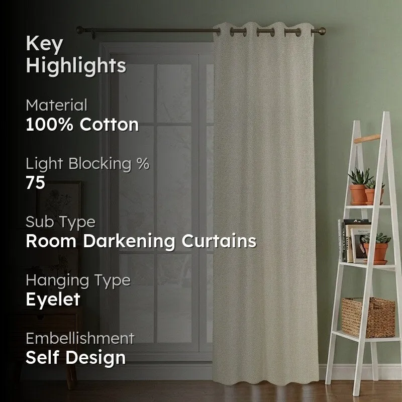 Form Ease Cotton Room Darkening Curtains - Ivory media 2