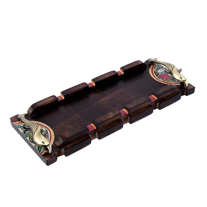Thenaya Wooden Platter with Fish Handle - Brown media 3
