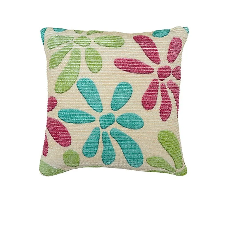 FloralGrace Cushion Cover (Teal, Maroon) - Set Of Three media 3