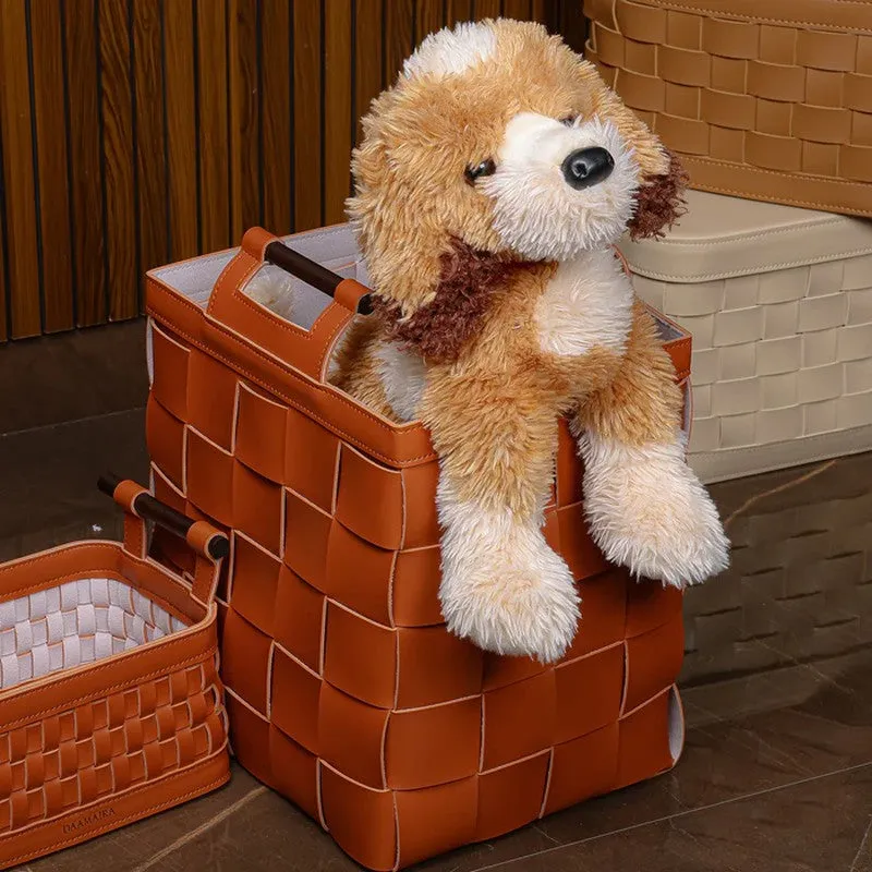 Casora Faux Leather Laundry Basket - Brown media 5
