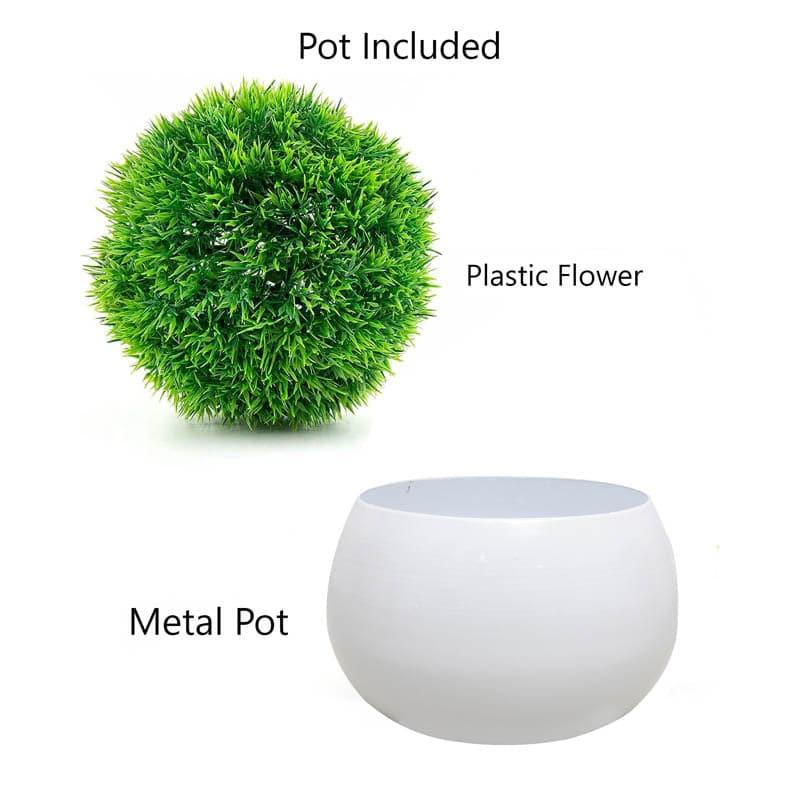 Faux Evergreen Bush In Metal Pot (13 cms) - Set Of Two media 5