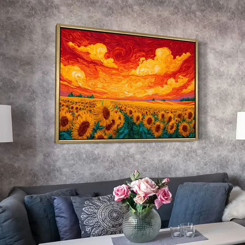 Endless Sunflowers Canvas Wall Painting With Frame media 6