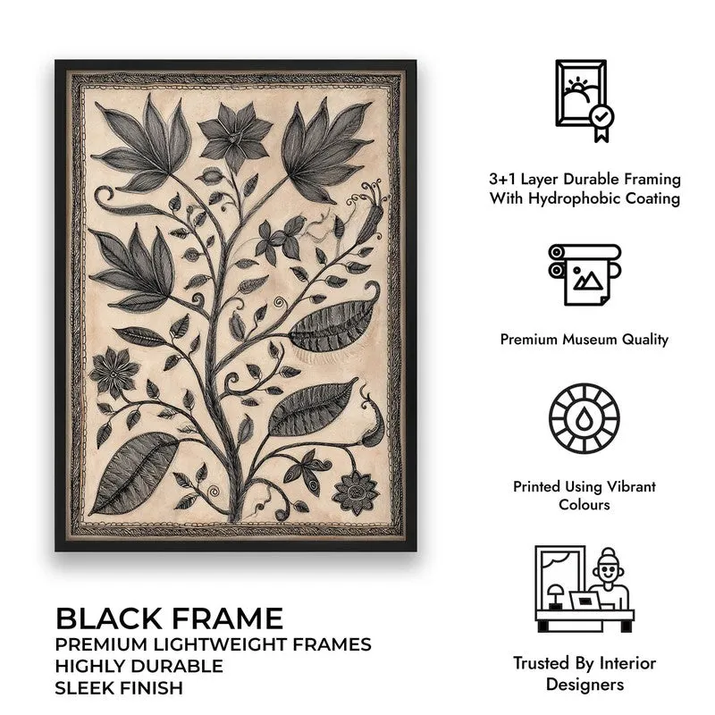 Floral Sketch Canvas Wall Painting With Black Frame media 11