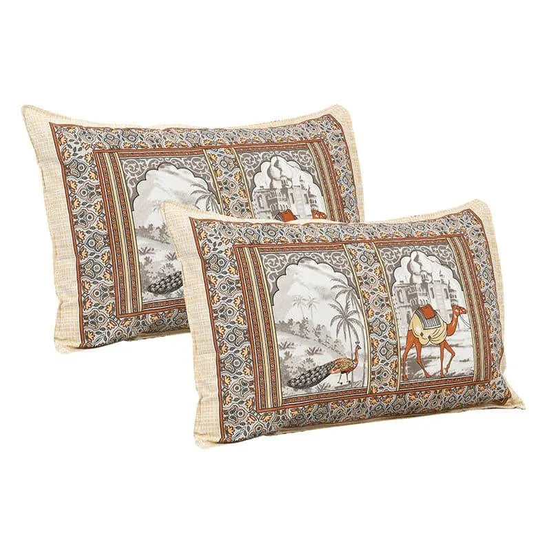 Niran Royal Courtyard Cotton Bedsheet (Orange) - 180 TC media 6