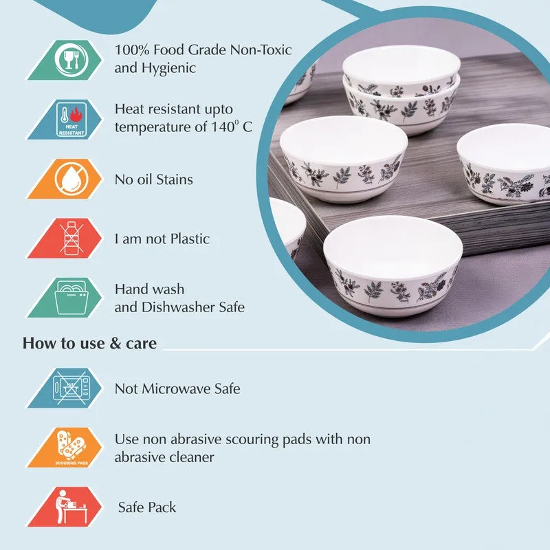 Melamine Floral Snack Bowls (160 Ml Each) - Set Of Six media 5