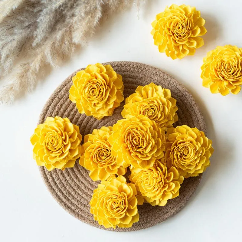 Estar Sola Wood Rose Flower (Yellow) - Set Of Ten media 4
