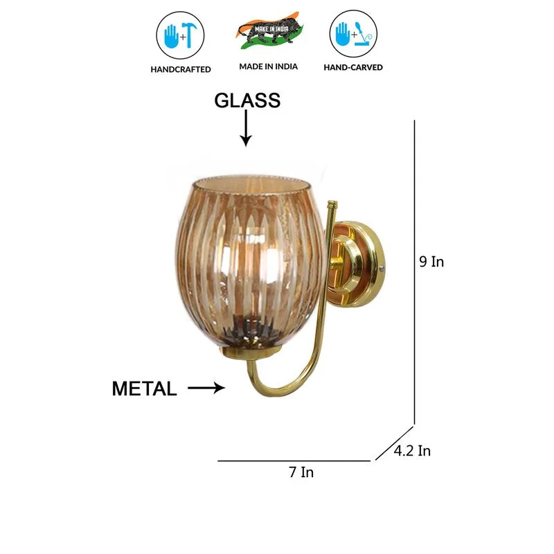 Amber Beam Golden Base Glass Wall Lamp media 9