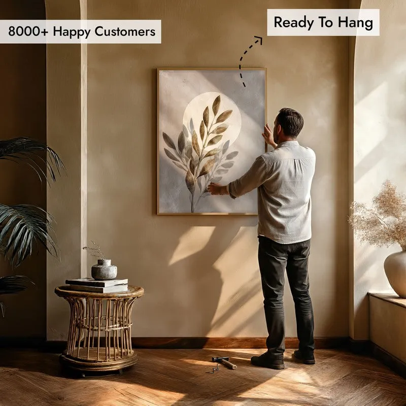 Nature Inspired Botanical Archival Paper Wall Painting With Brown Frame media 5