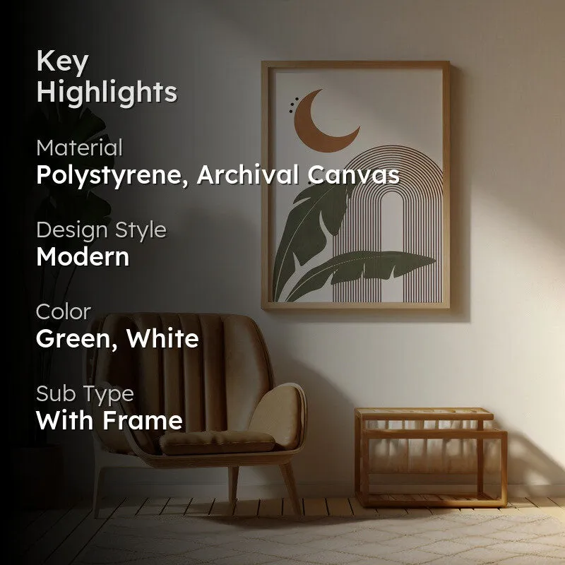 Moonlit Tropics Archival Canvas Wall Art - Natural Brown Frame media 2