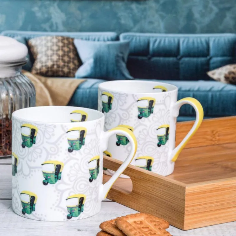Desi Bone China Coffee Mug (320 mL Each) - Set of Two media 1