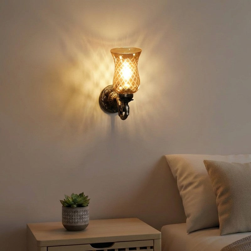 Honey Glow Swan Neck Glass Wall Lamp