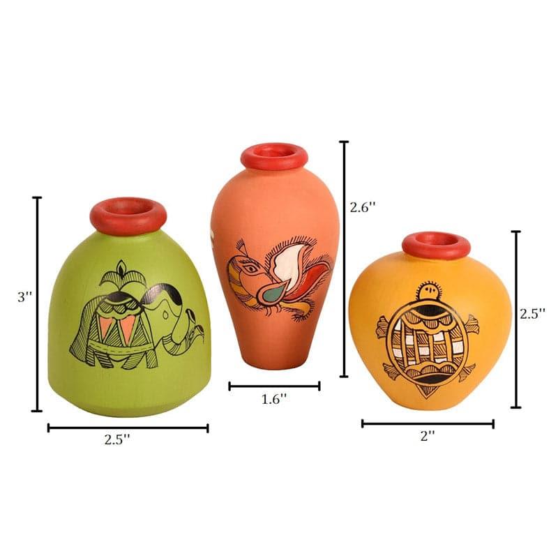 Mastani Wooden Wall Shelf With Colored Pots - Set Of Five media 5