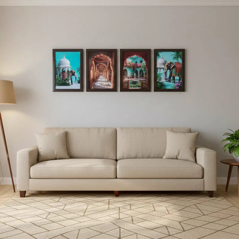 Imperial Arch & Pavilion Wall Painting With Frame - Set Of Four media 1