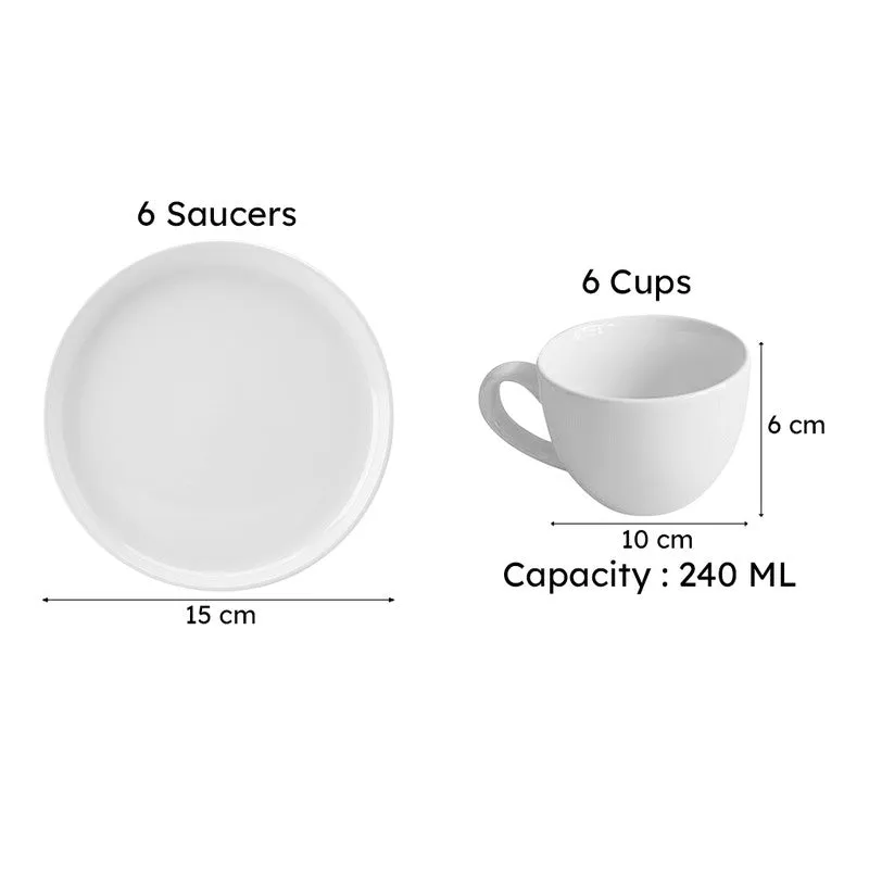 Blush & Brew Cup & Saucer (Pink/240 mL Each) - Set of Six - 9