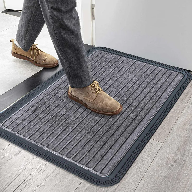 Cara Stripe Rubber Door Mats - Grey media 1