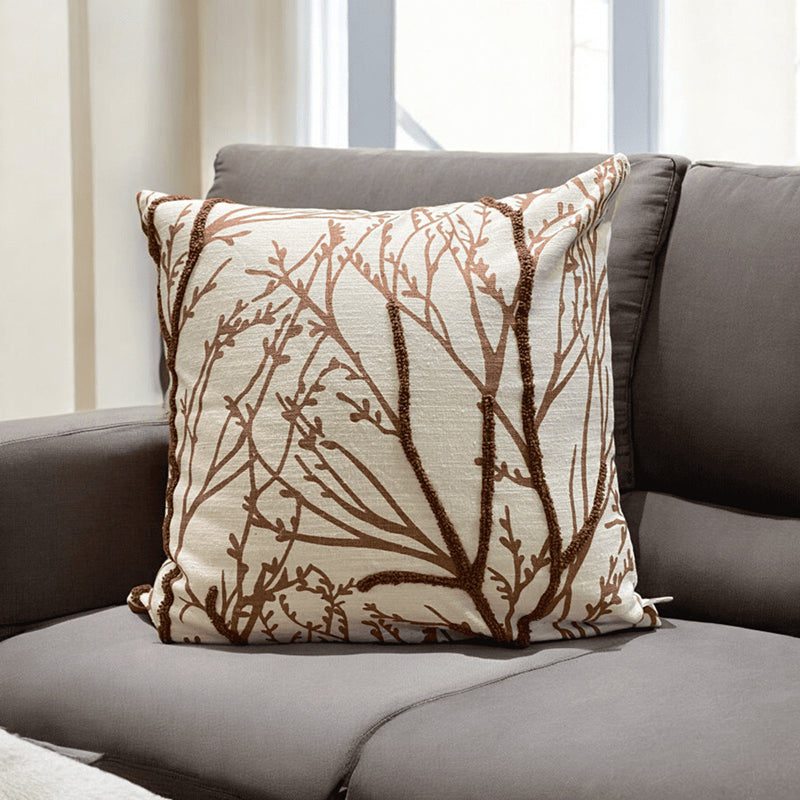 Autumn Naps Tufted Cushion Cover - White & Brown media 2