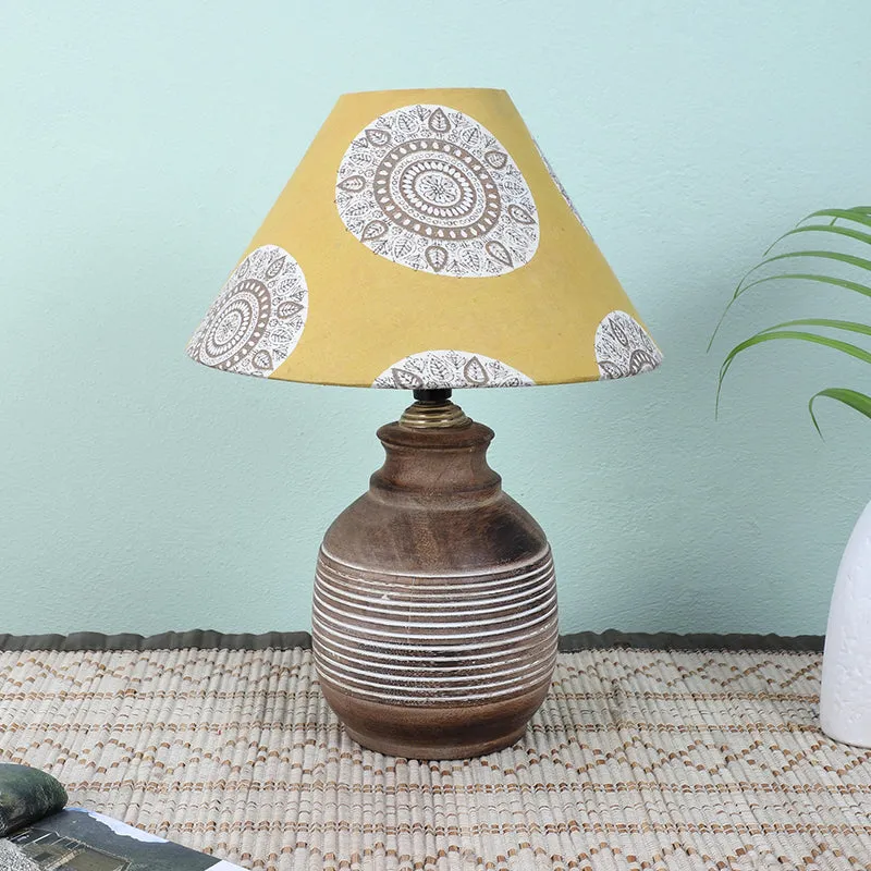 Mandala Merry Enso Printed Mango Wood Table Lamp - Brown,Yellow,White media 2