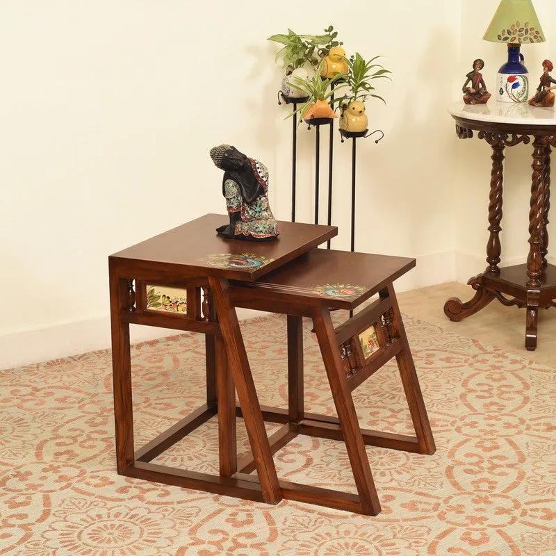 Milo Teak Wood Nesting Stools - Set of Two media 1