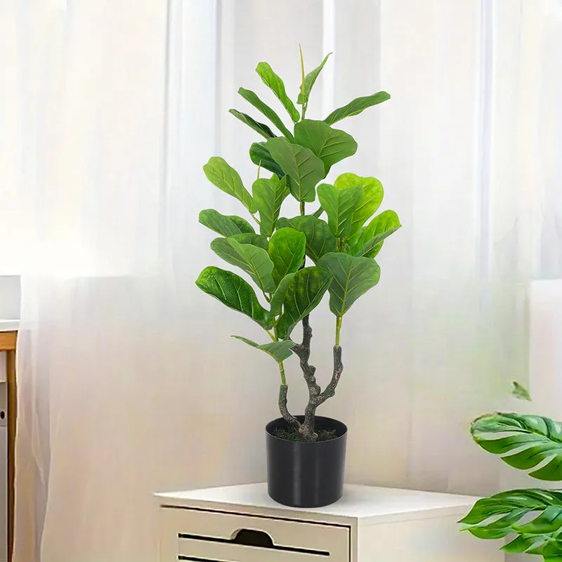 Fica Artificial Fiddle Fig With Black Plastic Pot - 3 Feet media 3