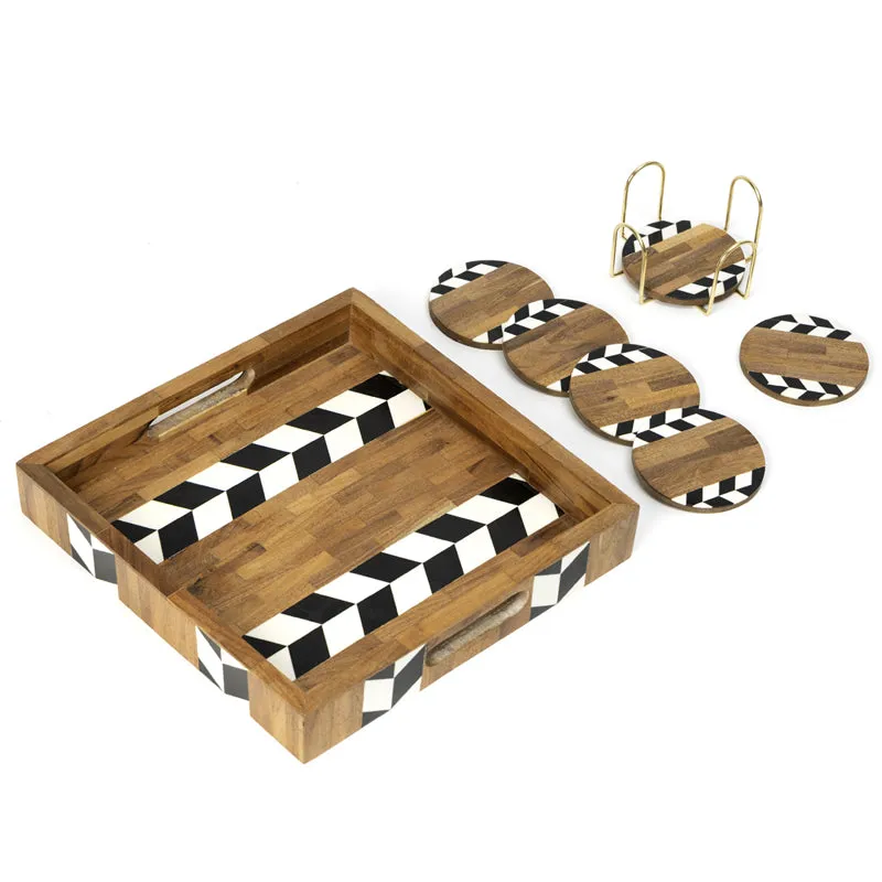 Nihi Black & White Stripe Serving Tray media 4
