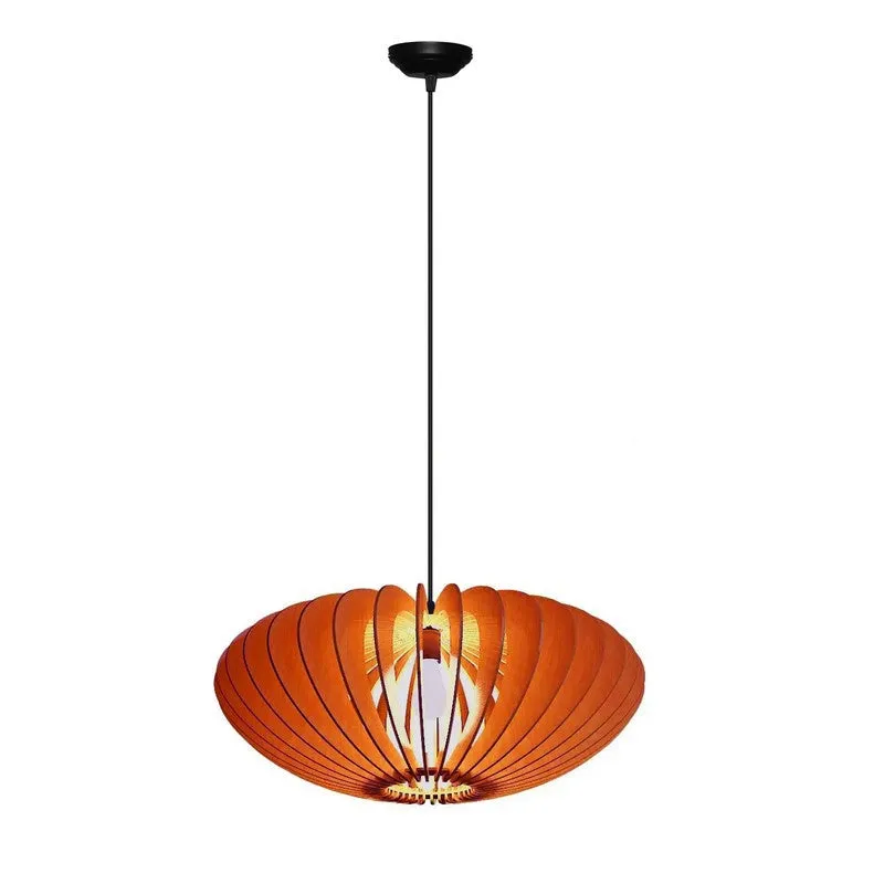 AuraGlow Elegant Wooden Petal Ceiling Lamp media 3