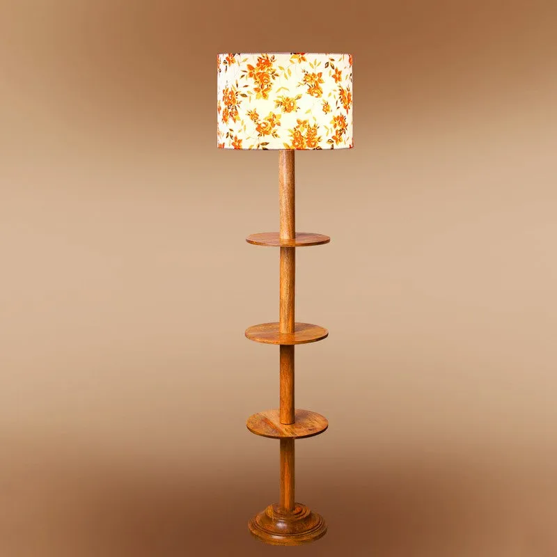 LumiCrate Tower Wooden Floor Lamp - Orange & White media 5