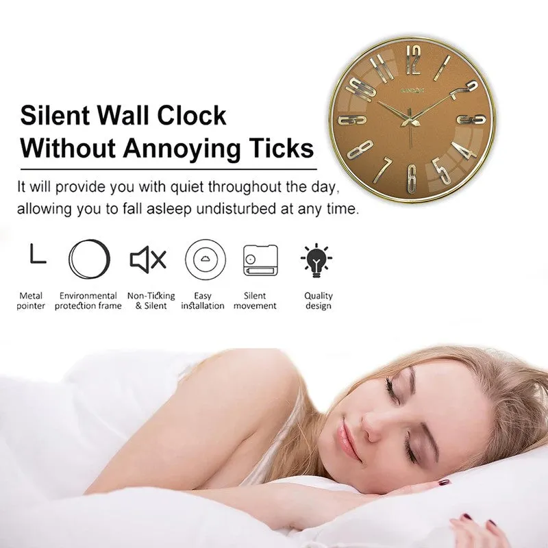 Elite Numeric Plastic Wall Clock - Orange & Gold media 6