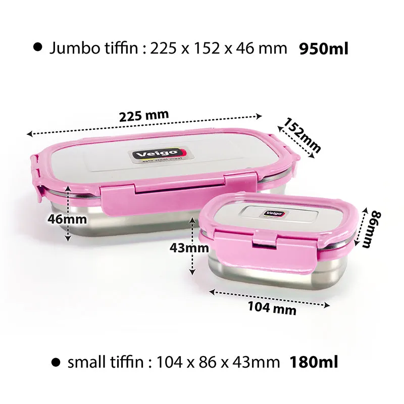 Delico Pack Pink Lunch Box With Insulated Pouch (775 mL /150 mL) - Three Piece Set media 10