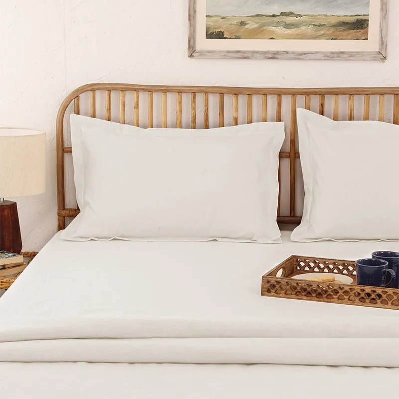 Blanqa Solid Cotton Bedsheet (White) - 300 TC media 8