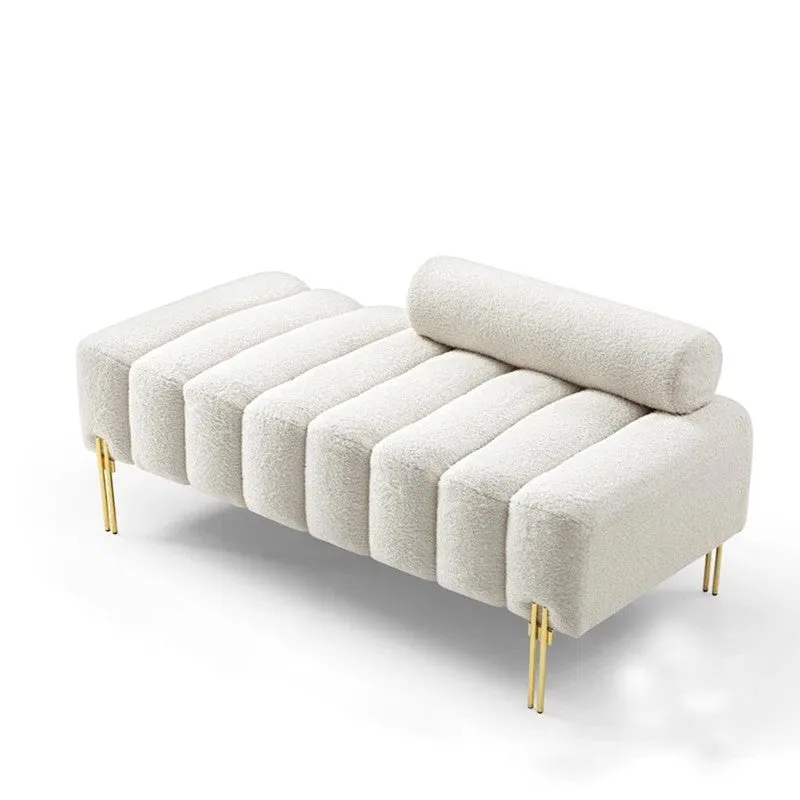 Victoria Fabric & Metal Bench - White media 3