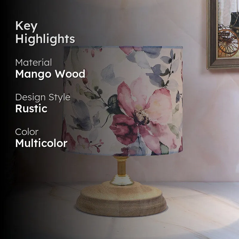 Lumikko Pebble Printed Mango Wood Table Lamp - Multicolor media 2