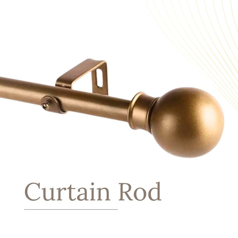 Orbetta Extendable 1" Single Curtain Rods With Round Finial & Brackets (Gold) image 3