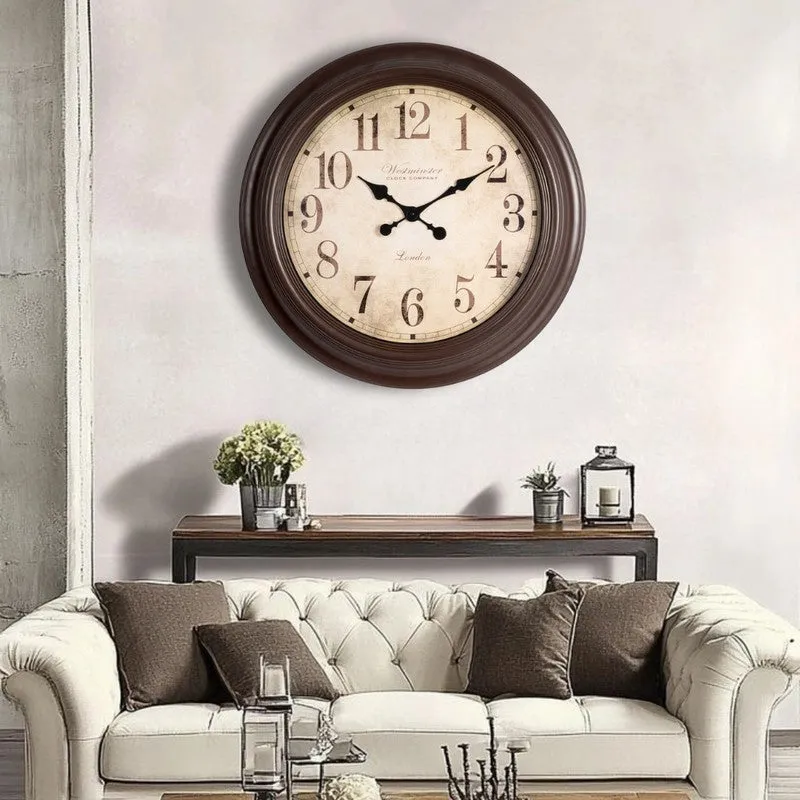 Homestead Round Wall Clock - Brown media 1